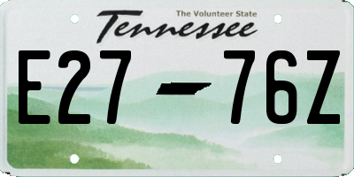 TN license plate E2776Z