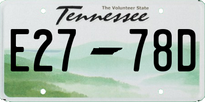 TN license plate E2778D