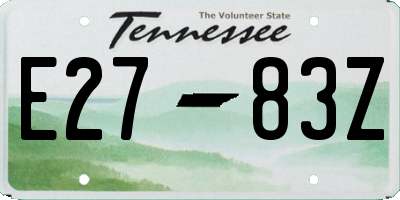 TN license plate E2783Z
