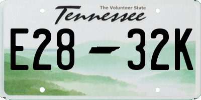 TN license plate E2832K