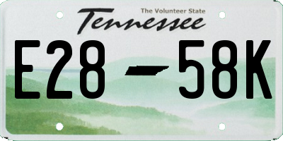 TN license plate E2858K