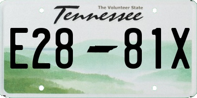 TN license plate E2881X