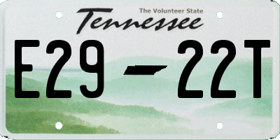 TN license plate E2922T