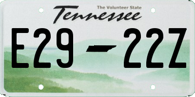 TN license plate E2922Z