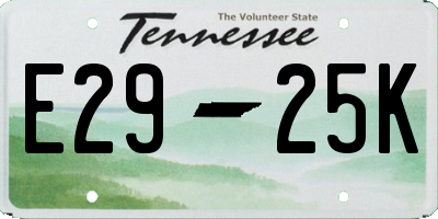 TN license plate E2925K