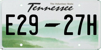 TN license plate E2927H