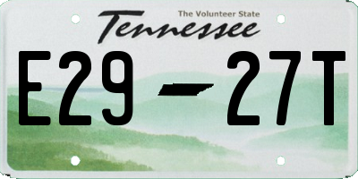 TN license plate E2927T