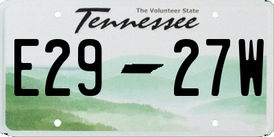 TN license plate E2927W
