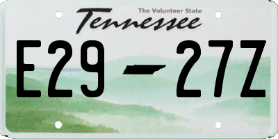 TN license plate E2927Z