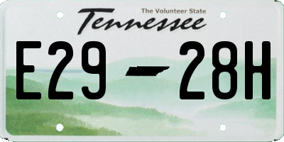 TN license plate E2928H