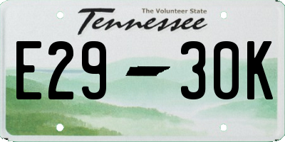 TN license plate E2930K