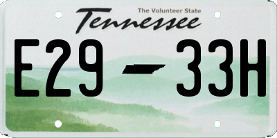 TN license plate E2933H