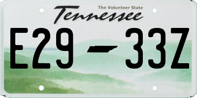 TN license plate E2933Z