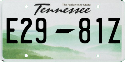 TN license plate E2981Z