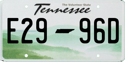 TN license plate E2996D