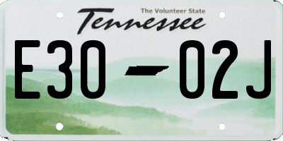 TN license plate E3002J
