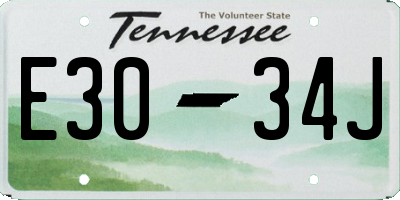 TN license plate E3034J