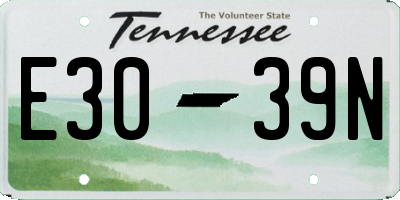 TN license plate E3039N