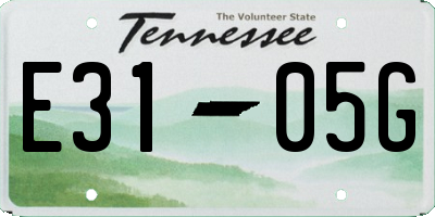 TN license plate E3105G