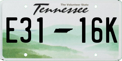 TN license plate E3116K