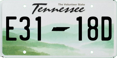 TN license plate E3118D