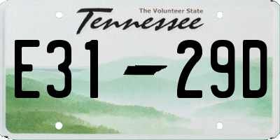 TN license plate E3129D