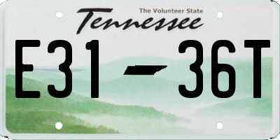 TN license plate E3136T