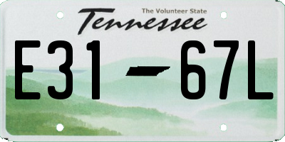 TN license plate E3167L
