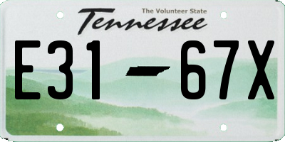 TN license plate E3167X