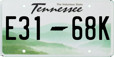 TN license plate E3168K