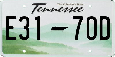 TN license plate E3170D