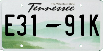 TN license plate E3191K