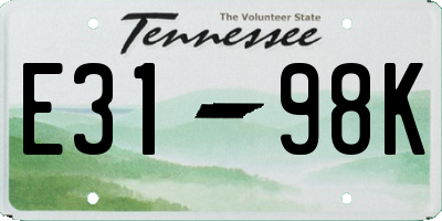 TN license plate E3198K