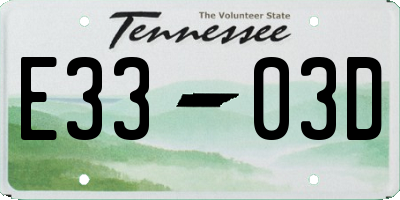 TN license plate E3303D