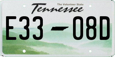 TN license plate E3308D