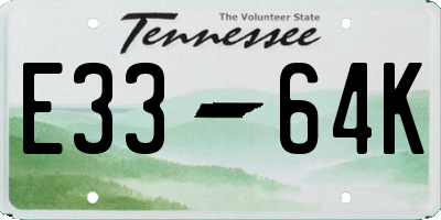 TN license plate E3364K