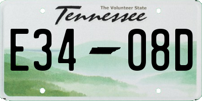 TN license plate E3408D