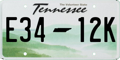 TN license plate E3412K