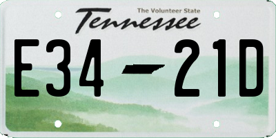 TN license plate E3421D