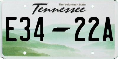 TN license plate E3422A