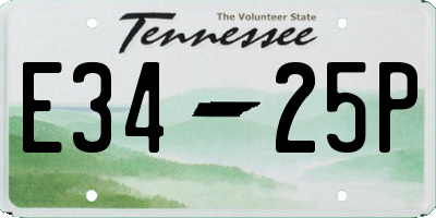 TN license plate E3425P
