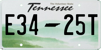 TN license plate E3425T