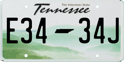 TN license plate E3434J
