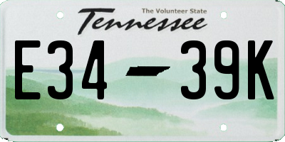 TN license plate E3439K