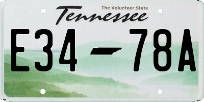 TN license plate E3478A