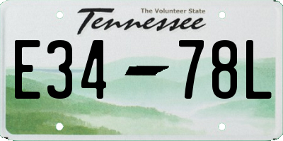 TN license plate E3478L