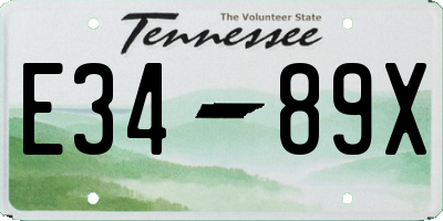 TN license plate E3489X