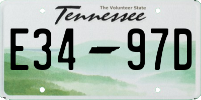TN license plate E3497D