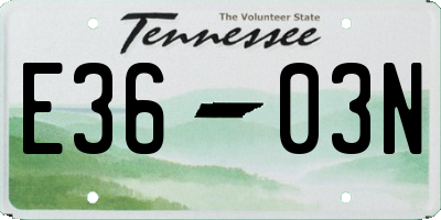 TN license plate E3603N