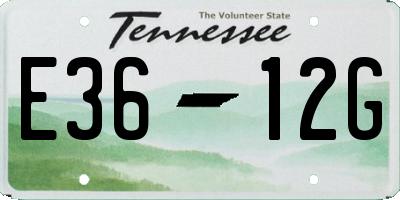 TN license plate E3612G